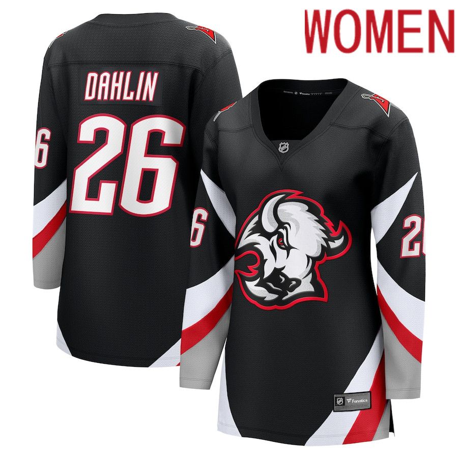Women Buffalo Sabres #26 Rasmus Dahlin Fanatics Branded Black Alternate Premier Breakaway Player 2022 NHL Jersey->women nhl jersey->Women Jersey